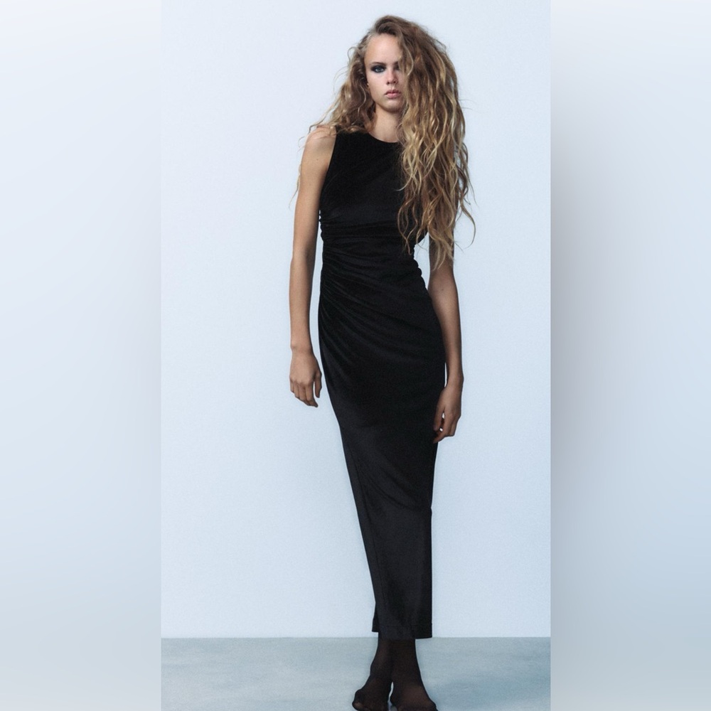 Zara Draped Velvet Midi Dress